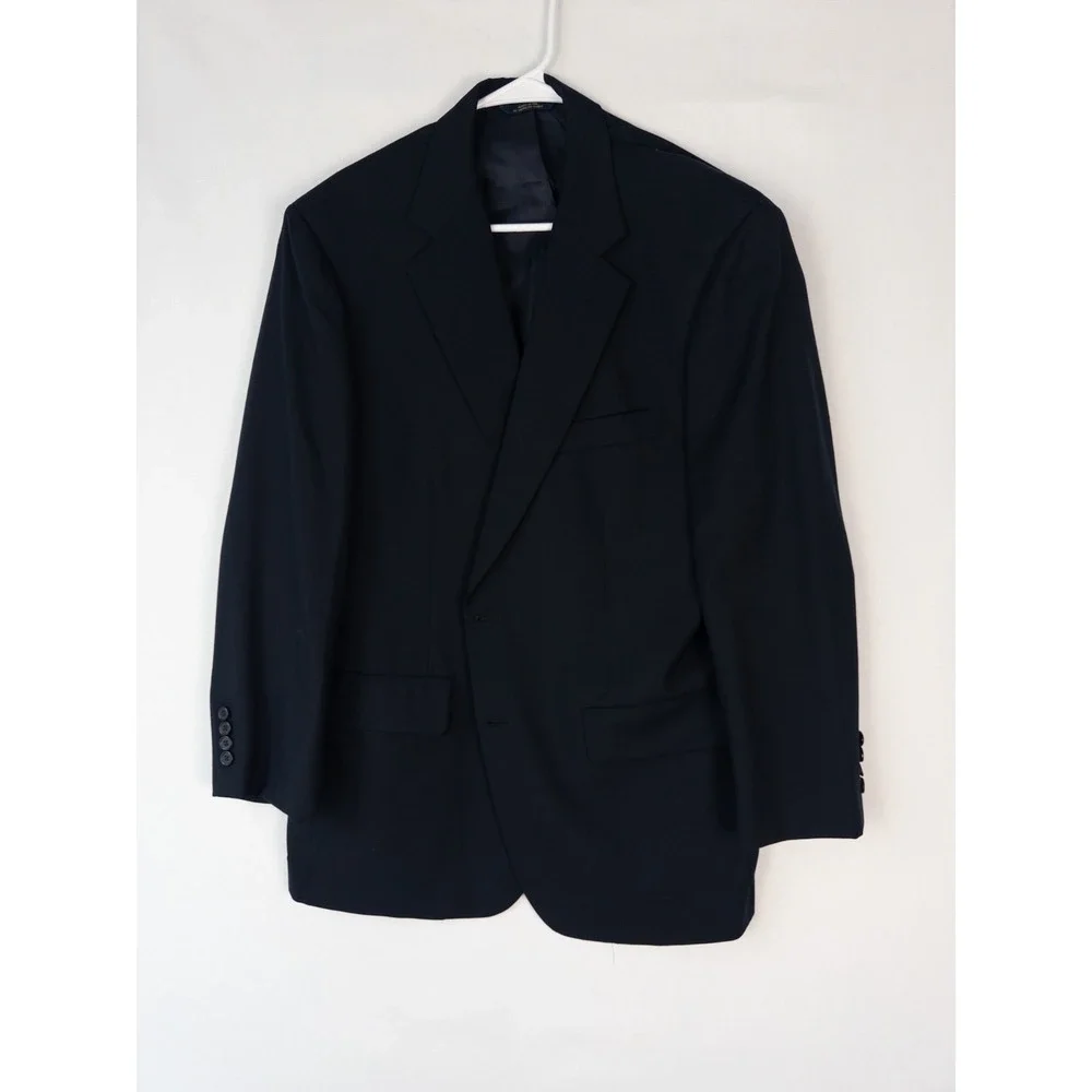 Brook Brothers Broksease Blazer Suit‎ Jacket Mens 42R Blue Single Breasted